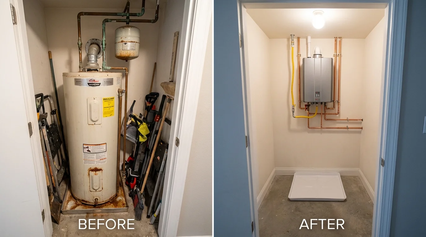 Tank water heater versus wall-mounted tankless unit comparison for Lexington, TN homeowners